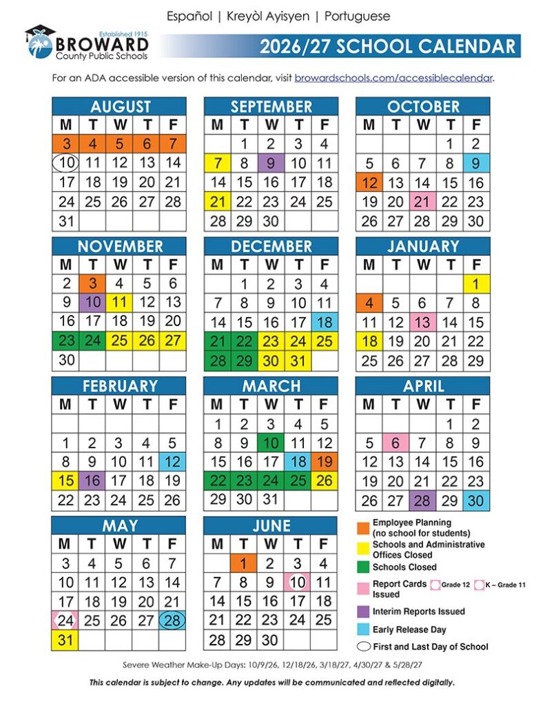 Broward County Public School Calendar 2026 2027